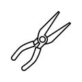 Neddle nose pliers tool line style icon