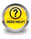 Need help (question icon) glossy yellow round button Royalty Free Stock Photo