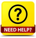 Need help (question icon) yellow square button red ribbon in mid