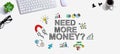 Need More Money theme with a computer keyboard Royalty Free Stock Photo