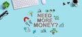 Need More Money theme with a computer keyboard Royalty Free Stock Photo