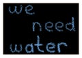 We need water - hand writing text message with water splashes Royalty Free Stock Photo