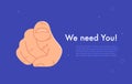 We need you illustration of human hand with the finger pointing towards you Royalty Free Stock Photo