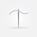 Needle with Blue Thread vector simple icon - Needlework sign Royalty Free Stock Photo