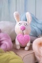 Needle Felted Rabbit with Heart