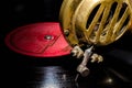 Needle and a head of an old antique rarity gramophone made of ye