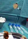 Needle for lumbar puncture together with anesthesia and antibiotic to extract cerebrospinal fluid in patients with Transverse