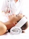 Needle mesotherapy,the woman at the beautician Royalty Free Stock Photo