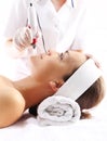 Needle mesotherapy,the woman at the beautician Royalty Free Stock Photo