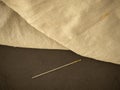 needle and natural linen texture background Royalty Free Stock Photo