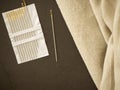 needle and natural linen texture background Royalty Free Stock Photo
