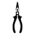 Needle nose pliers black silhouette. Electrician, construction worker and repairman hand work tool, vector illustration. Royalty Free Stock Photo