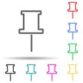 needle pin multi color style icon. Simple thin line, outline vector of web icons for ui and ux, website or mobile application Royalty Free Stock Photo