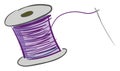 Needle and purple thread illustration vector Royalty Free Stock Photo