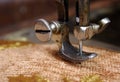 Needle sewing machine close-up. Royalty Free Stock Photo