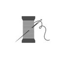 Needle and spool silhouette icon vector