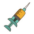 Needle syringe with liquid and inchs