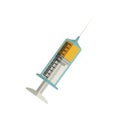 Needle syringe with liquid and inchs