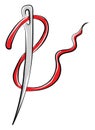 Needle with thread, illustration, vector Royalty Free Stock Photo