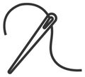 Needle with thread line icon. Sewing tool symbol