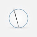 Needle with Thread minimal round icon. Needlework vector symbol Royalty Free Stock Photo