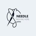 Needle and thread Sewing logo outline combination Line flat design template Simple icons. Concept taylor illustration