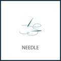 Needle and thread simple icon. sewing needle isolated icon