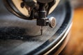 Needle of Very Old Gramophone Playing Music,
