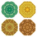 Needlecraft octagonal patterns set. Ethnic beautiful ornaments for carpet or rosette design