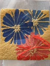 Needlepoint flower in progress Royalty Free Stock Photo
