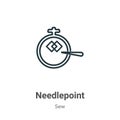 Needlepoint outline vector icon. Thin line black needlepoint icon, flat vector simple element illustration from editable sew