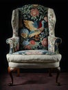 needlepoint and walnut wingback classic royal armchair