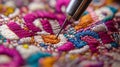 Needlework Close Up Colorful Thread Embroidery Design Royalty Free Stock Photo