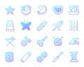 Needlework simple color line icons vector set