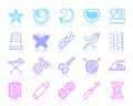 Needlework simple color line icons vector set