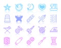 Needlework simple color line icons vector set Royalty Free Stock Photo