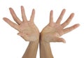 Needy open reaching out hands Royalty Free Stock Photo