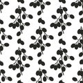 Neem. Silhouette on a white background. Seamless pattern.