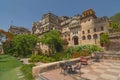 The Neemrana Fort Palace Hotel comprises a fully restored medieval palace in India, Rajasthan Royalty Free Stock Photo