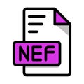 NEF File Format Icon. Type file icons symbol. Outline Style With color, Vector Illustration Royalty Free Stock Photo
