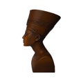 Nefertiti isolate. Bust or statue of the ancient Egyptian Queen Nefertiti from brown stone on a white background. A Royalty Free Stock Photo