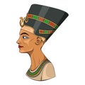 Nefertiti. Vector illustration of a beautiful egyptian woman. Goddess, princess. Wife of the egyptian pharaoh akhenaten Royalty Free Stock Photo