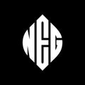 NEG circle letter logo design with circle and ellipse shape. NEG ellipse letters with typographic style. The three initials form a Royalty Free Stock Photo