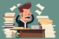 Negative behavior of an office worker. Angry, frustrated, hysteria, stress