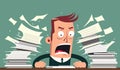 Negative behavior of an office worker. Angry, frustrated, hysteria, stress