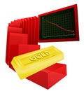 Negative business graph of golden goods vector