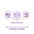 Negative core values concept icon