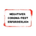 Negative Corona-Test required german - Grunge frame Royalty Free Stock Photo