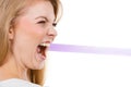 Woman screaming furiously with negative emotions Royalty Free Stock Photo
