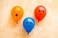Negative emotions set. Anger depression sleepiness sadness mood painted on colored balloons